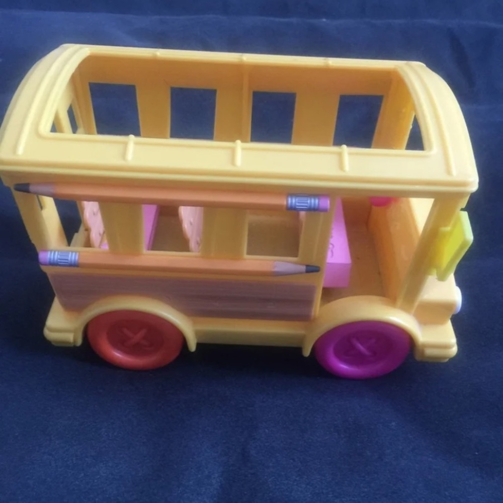 LalaLoopsy Yellow Eraser Pencil School Bus w/ Slide Toy